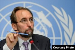 FILE - U.N. High Commissioner for Human Rights, Jordan's Zeid Raad al-Hussein