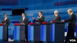 Kandidati za predsjedničku nominacije Republikanske stranke na debati u mjestu Myrtle Beach u Južnoj Karolini, 16.1. 2012.