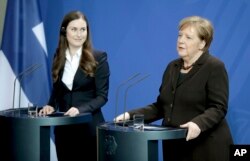 прем'єрка Фінляндії Санна Марін та канцлерка Німеччини Анґела Меркель