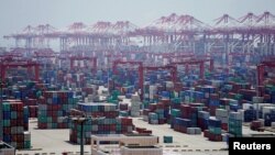 Container hàng hóa tại Cảng Nước Sâu Dương Sơn ở Thượng Hải, Trung Quốc, ngày 6 tháng 8, 2019