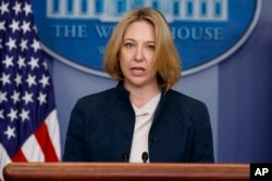 Assistant Secretary of Homeland Security for Cybersecurity and Communication Jeanette Manfra speaks during a briefing blaming North Korea for a ransomware attack, Dec. 19, 2017, in Washington.