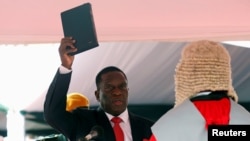 Emmerson Mnangagwa is sworn in as Zimbabwe's president in Harare