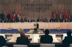 FILE - A general view of the Cambodian Peace Conference in Paris, October 23, 1991. (AFP)