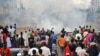 A photo taken on September 28, 2012 in Conkary, Guinea shows youth in the street during the funeral procession for two young opposition supporters killed by police during recent clashes. 