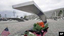 Flowers at the Pentagon memorial.