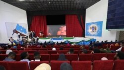 People attend a film festival held at the newly rebuilt National Theater in the capital of Mogadishu, Somalia, Sept. 22, 2021.