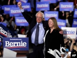 FILE - Sen. Bernie Sanders, I-Vt., and his wife, Jane O'Meara Sanders, greet supporters as they leave after his 2020 presidential campaign stop at Navy Pier in Chicago, March 3, 2019.