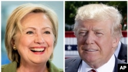 Kandida alaprezidans pati Demokrat la Hillary Clinton (agoch) ak Donald Trump kandida alaprezidans pati Repibliken an (adwat)) 