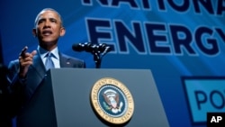 President Barack Obama speaks at the National Clean Energy Summit at the Mandalay Bay Resort Convention Center, Aug. 24, 2015, in Las Vegas.