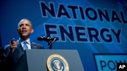 President Barack Obama speaks at the National Clean Energy Summit at the Mandalay Bay Resort Convention Center, Aug. 24, 2015, in Las Vegas.