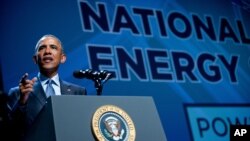 El presidente Barack Obama habla sobre energía renovable en el Centro de Convenciones Mandalay Bay Resort, en Las Vegas.