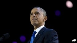 Presiden Barack Obama di McCormick Place, Chicago (7/11). Pejabat Burma mengatakan bahwa negaranya tengah mempersiapkan keamanan untuk menyambut kunjungan Presiden Obama pertengahan bulan ini.