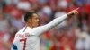 Le Portugais Cristiano Ronaldo après avoir marqué le premier but lors du match du groupe B entre le Portugal et le Maroc lors de la Coupe du monde 2018, le 20 juin 2018.