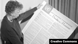 Eleanor Roosevelt with the Universal Declaration of Human Rights 