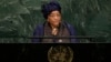 President Ellen Johnson Sirleaf of Liberia addresses the 72nd session of the United Nations General Assembly, at U.N. headquarters, Sept. 19, 2017.