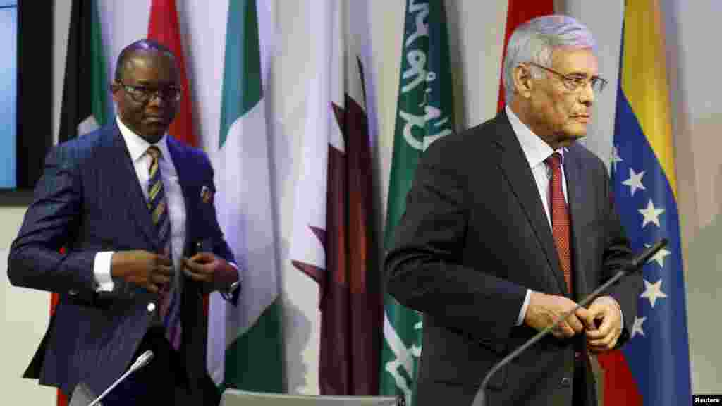 Karamin Ministan Mai na Najeriya Emmanuel Ibe Kachikwu kuma Shugaban OPEC da Babban Sakataren OPEC Abdullah al-Badri. &nbsp;