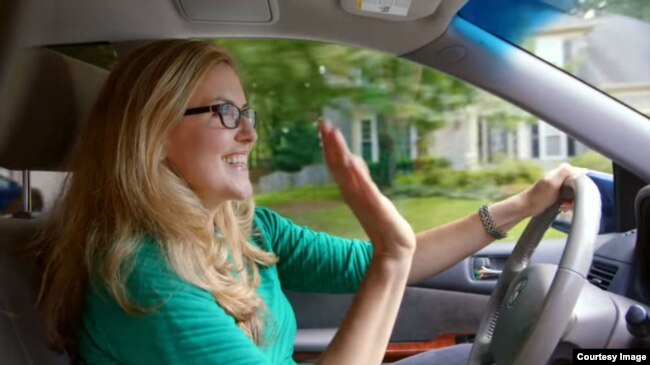 Minivan-driving Democratic candidate Jennifer Wexton in a screenshot from a campaign television ad.