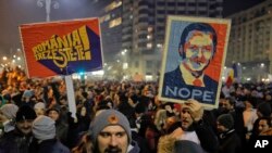 Manifestation à Bucarest, en Roumanie, le 1er février 2017.