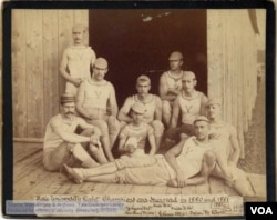 Yale crew team of 1880, featuring Chung Mun Yew in the center (Manuscripts and Archives, Yale University)