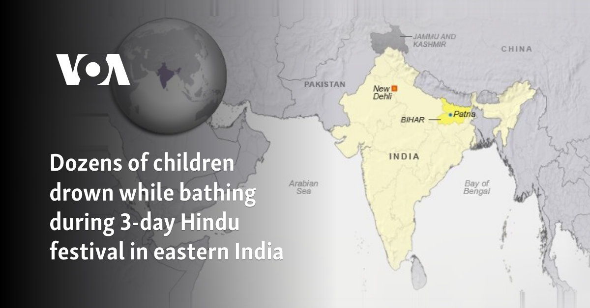 Dozens of children drown while bathing during 3-day Hindu festival in eastern India