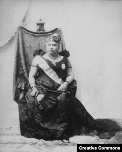 Hawaii's Queen Liliuokalani, who was removed from the throne in a coup with American support. Photographed around 1891 by James J. Williams