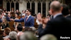 Thủ tướng Canada Justin Trudeau phát biểu trong một cuộc họp với Quốc hội.