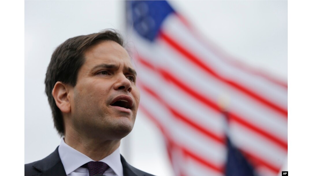 FILE - Sen. Marco Rubio, R-Fla, speaks at a rally, Feb. 21, 2016, in Franklin, Tenn.