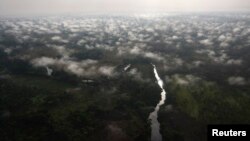 Vue aérienne de la forêt de Garamba dans le Haut Uele, nord-est de la RDC, 21 février 2009.