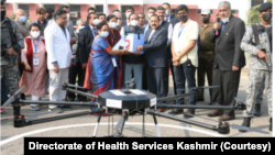 Aerial vaccine delivery by drone in India's Jammu region Nov. 27, 2021. (Photo courtesy Directorate of Health Services Kashmir)