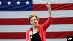 FILE - Sen. Elizabeth Warren, D-Mass., speaks during an organizing event at Manchester Community College in Manchester, N.H. Warren is expected to formally launch her presidential bid on Saturday with a populist call to fight economic inequality, Jan. 12, 2019.