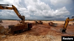 An airport construction site is seen in an area developed by China company Union Development Group at Botum Sakor in Cambodia.