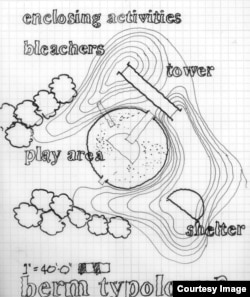 Artist's rendering of tsunami evacuation berms for Long Beach based on initial conceptualization in 2011. (Courtesy of Project Safe Haven)