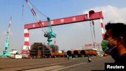 台湾国际造船股份有限公司在高雄的造船厂工地。（2020年11月24日）