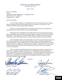 Carta firmada por congresistas cubano-americanos.
