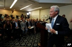 Marc Kasowitz personal attorney of President Donald Trump, leaves a packed room at the National Press Club in Washington, June 8, 2017 after delivering a statement following the congressional testimony of former FBI Director James Comey.