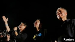 Tiga pendiri gerakan Occupy Hong Kong, dari kiri: Chan Kin-man, Benny Tai dan Chu Yiu-ming (foto: dok).