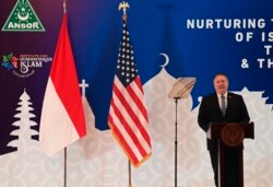 Menteri Luar Negeri AS Mike Pompeo menyampaikan pidato dalam pertemuan dengan Nahdlatul Ulama di Jakarta, Kamis, 29 Oktober 2020.