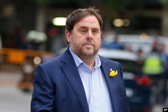 Exvicepresidente de Cataluña, Oriol Junqueras, llega a la Corte Nacional en Madrid. Nov. 2, 2017.