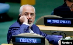 FILE - Iranian Foreign Minister Mohammad Javad Zarif attends the 72nd United Nations General Assembly at U.N. Headquarters in New York, Sept. 20, 2017.