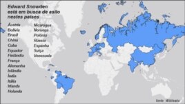 En la lista de países a donde Edward Snowden ha solicitado asilo político se encuentra Ecuador.