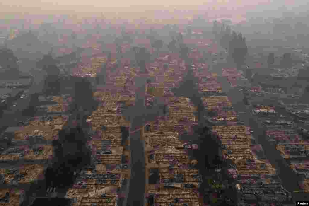 Oregon eyletindeki Almeda yangınının ardından bölgedeki durum drone ile görüntülendi, 10 Eylül 2020.&nbsp;