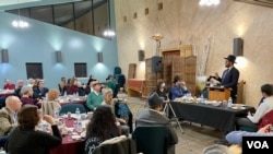 U.S. Jewish community members attend a Persian dinner and talk by the chief rabbi in Iran, Yehuda Gerami, in Fairfax, Virginia, Nov. 14, 2021 (Michael Lipin/VOA)