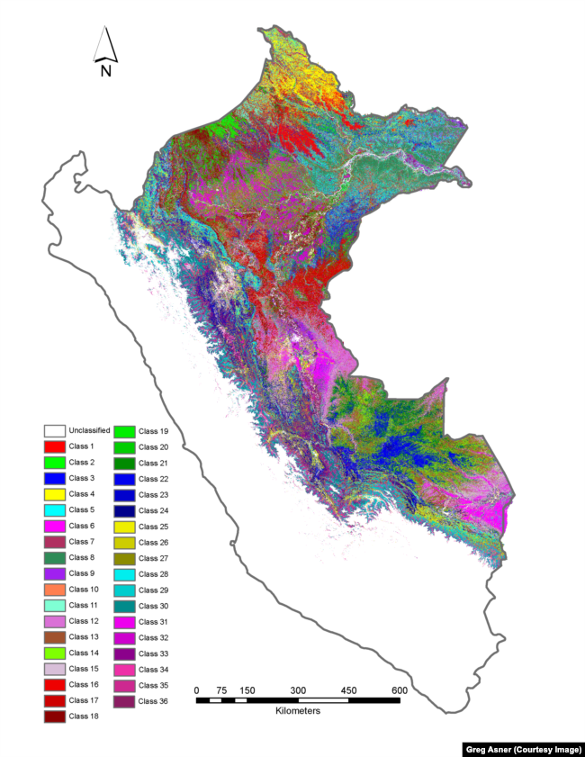 Map of Peru Showing Different Tree Species Identified by CAO