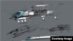 L'Hyperloop, représenté dans un dessin publié par Elon Musk 