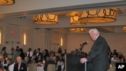 Virginia Congressman Jim Moran addresses Arab-American voters at a recent candidates' night event.