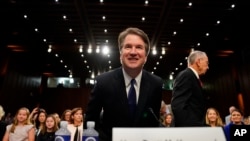 Jij nomine pou Kou Siprèm Etazini an, Brett Kavanaugh. (Foto: AP/ Andrew Harnik. 4 septanm 2018, Washington.) 