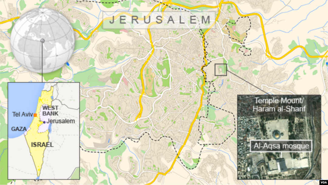 Map of Jerusalem showing Al-Aqsa mosque