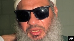 FILE - Sheikh Omar Abdel-Rahman, an Egyptian cleric convicted of participating in a plan to blow up landmarks in New York City, has died in prison. Photo from November 1993.