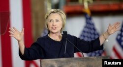 Democratic U.S. presidential candidate Hillary Clinton speaks at a campaign rally in Cleveland, Ohio, June 13, 2016.