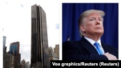 Kombinovana fotografija Tramp hotela u Njujorku i predsednika Donalda Trampa.